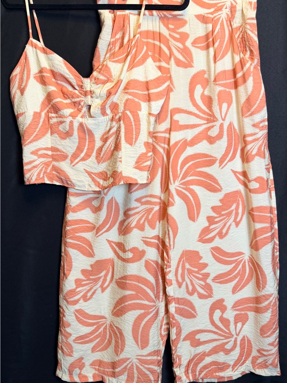 Women's Cream & Coral Floral Jumpsuit